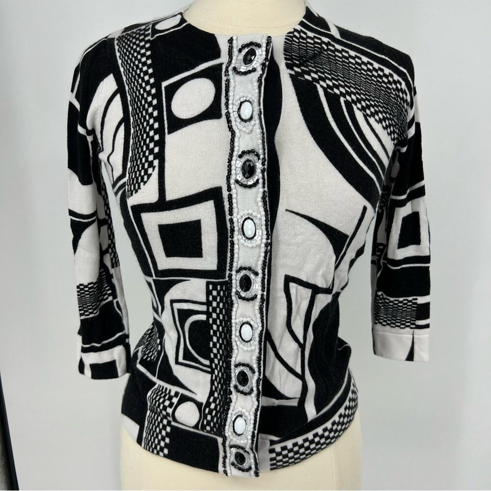 Berek Cardigan Sweater with Beads and Sequins Snap Closure Front Petite XS